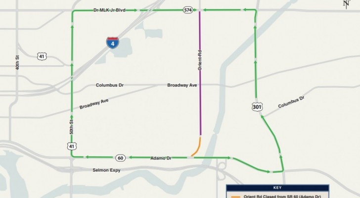 Orient Road Closed north of SR 60 (Adamo Drive) for 60 Days